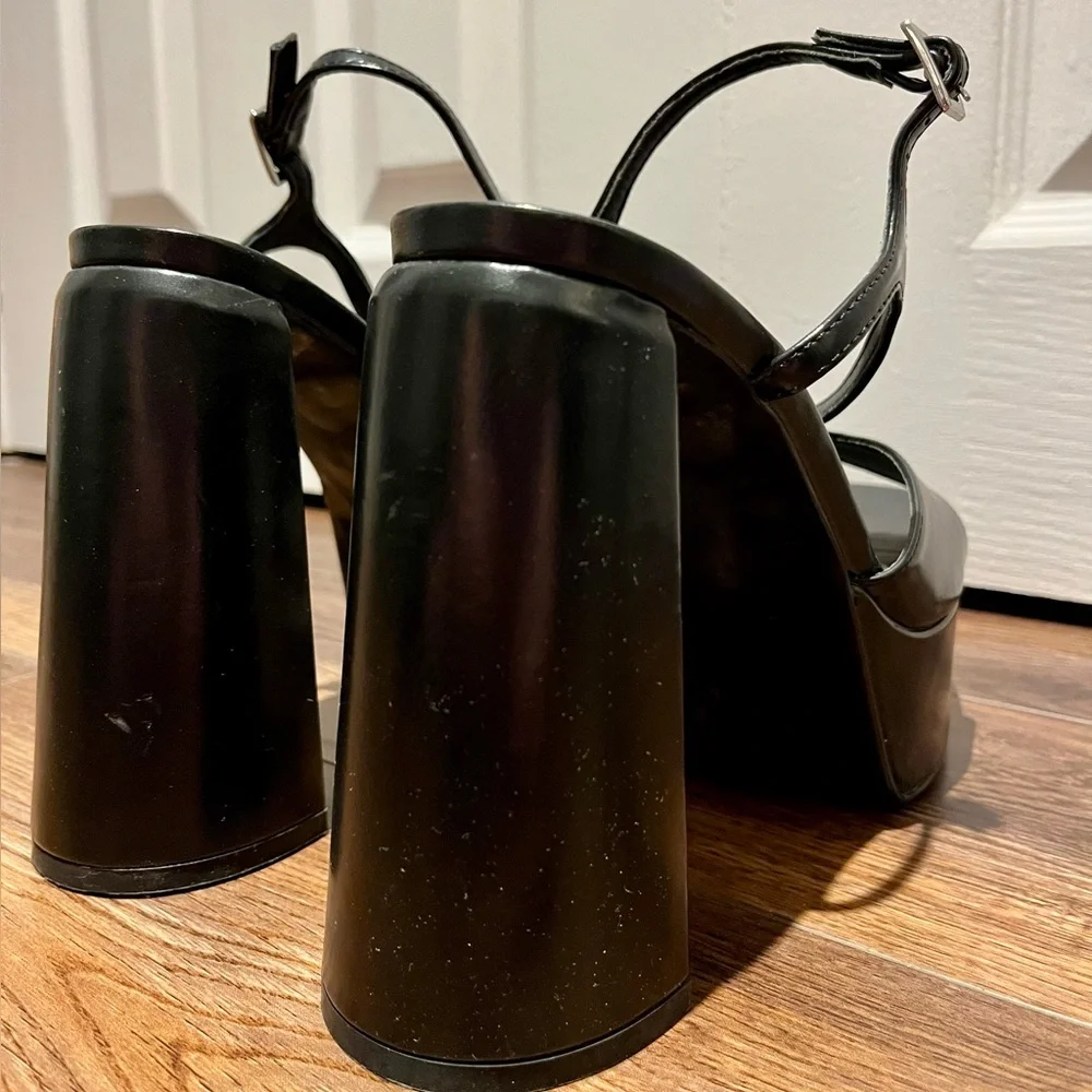 Zara Black Chunky Platform Heels - Picture 5 of 9